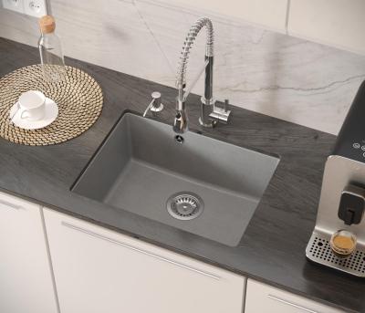 Quadri Elston Szürke Gránit Alsó Beépítésű Mosogató 495x360mm Rozsdamentes Acél Dugóval 1208967773