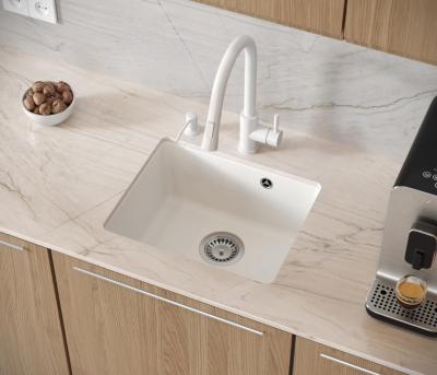 Quadri Elston Fehér Gránit Alsószerelésű Mosogatótálca 420x335mm rozsdamentes acél dugóval 1208967776