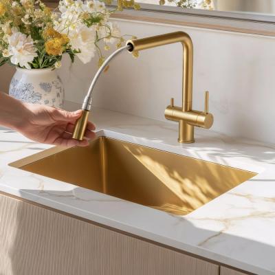 Quadri Ellesmere Keukenmengkraan PVD Goud 3-weg met extra aansluiting voor gefilterd water 1208967781Quadri Ellesmere Konyhai keverőcsaptelep PVD Arany 3-utas extra csatlakozással szűrt víz