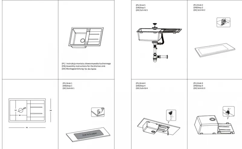 Quadri Sheffield Szürke Gránit Mosogató 78x50cm Csepegtetővel és Réz Dugóval - 1208967791