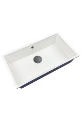 GraniteMy Universal Nagy Fehér Gránit Mosogató 74x40 cm gun metal dugóval - 1208967895