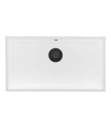 GraniteMy Universal Nagy Fehér Gránit Mosogató 74x40 cm gun metal dugóval - 1208967895