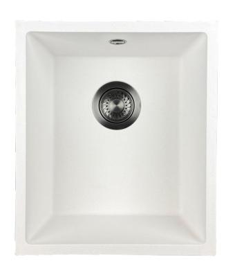 GraniteMy Universal Fehér gránit mosogató 34x40 cm fehér felépítményes, alépítményes és síkba építhető, gun metal dugóval 1208967904