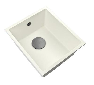 GraniteMy Universal Fehér gránit mosogató 34x40 cm fehér felépítményes, alépítményes és síkba építhető, gun metal dugóval 1208967904