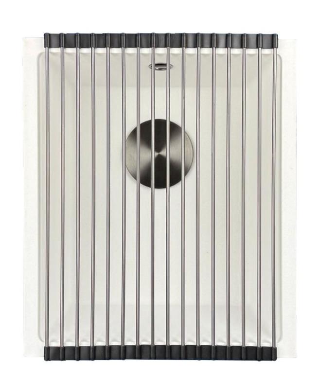 GraniteMy Universal Fehér gránit mosogató 34x40 cm fehér felépítményes, alépítményes és síkba építhető, gun metal dugóval 1208967904