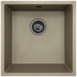 GraniteMy Universal Taupe Gránit Mosogató 40x40 cm felületi, alsó és sík beépítéssel, gun metal dugóval - 1208967913