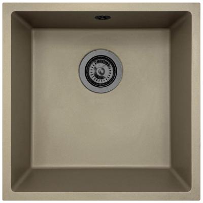 GraniteMy Universal Taupe Gránit Mosogató 40x40 cm felületi, alsó és sík beépítéssel, gun metal dugóval - 1208967913