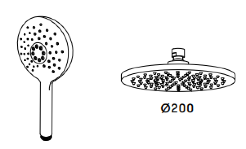 Waterevolution Flow háromutas zuhanycsaptelep fejzuhannyal és kerek kézi zuhannyal króm T131NR01