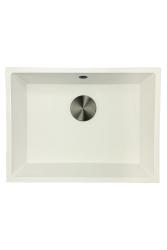 GraniteMy Universele Granieten Witte Spoelbak 55x40 cm opbouw, onderbouw en vlakbouw met gun metal plug- 1208967933
