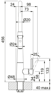 Franke Icon Egykaros Konyhai Keverőcsap Flexibilis Kézizuhannyal, Fekete 115.0690.598
