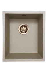 GraniteMy Universele granieten beige zand  spoelbak 34x40 cm opbouw, onderbouw en vlakbouw met koperen plug 1208968009