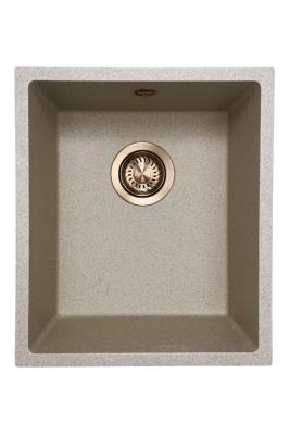 GraniteMy Universele granieten beige zand  spoelbak 34x40 cm opbouw, onderbouw en vlakbouw met koperen plug 1208968009