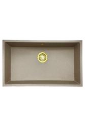 GraniteMy Universal gránit bézs homok mosogató 74x40 cm felépítmény, alépítmény és lapba épített arany dugóval 1208968018