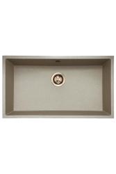 GraniteMy Universele granieten beige zand spoelbak 74x40 cm opbouw, onderbouw en vlakbouw met koperen plug 1208968019
