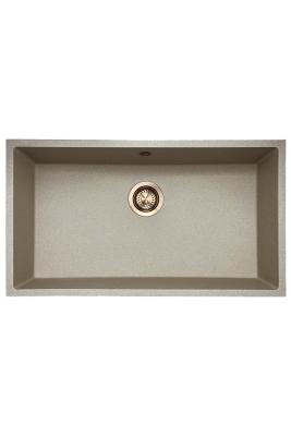 GraniteMy Universal gránit bézs homok mosogató 74x40 cm felépítményes, alépítményes és síkba építhető, réz dugóval 1208968019