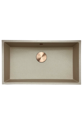 GraniteMy Universal gránit bézs homok mosogató 74x40 cm felépítményes, alépítményes és síkba építhető, réz dugóval 1208968019