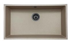 GraniteMy Universal gránit bézs homok mosogató 74x40 cm felépítés aláépítés és síkbeépítés fegyvermetál dugóval 1208968021