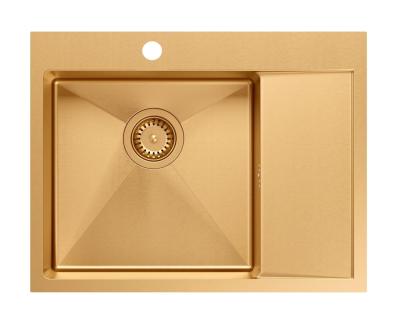Aquadesign Clara Mosogató Medence Réz 62x48cm Felépítmény vagy Süllyesztett Beépítés Csepegtetőtálcával, Csaptelep Hellyel és Réz Dugóval - 1208969503