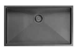 Aquadesign Zara Mosogatótálca Gun metal 74x44cm Alsó, Síkba építhető és Felülről beépíthető Gun metal Dugóval - 1208969508