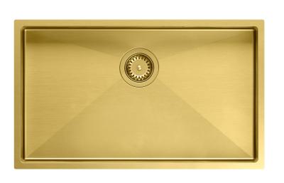 Aquadesign Zara mosogató arany 74x44 cm alulról, síkba építhető és felülről szerelhető arany dugóval - 1208969509