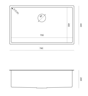 Aquadesign Zara Mosogató Réz 74x44cm Beépíthető, Lapos beépítés és Felületi beépítés Réz Dugóval - 1208969510