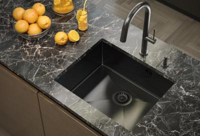 Aquadesign Zara Mosogató Gun metal 54x44cm Aláépíthető, Síkba építhető és Felépíthető Gun metal Dugóval - 1208969511
