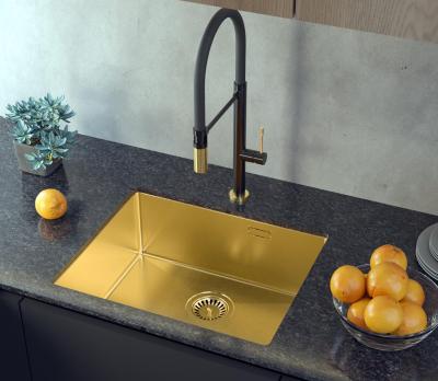 Aquadesign Zara Mosogató Arany 54x44cm Beépített, Lapra szerelhető és Ráépíthető Arany Dugóval - 1208969512