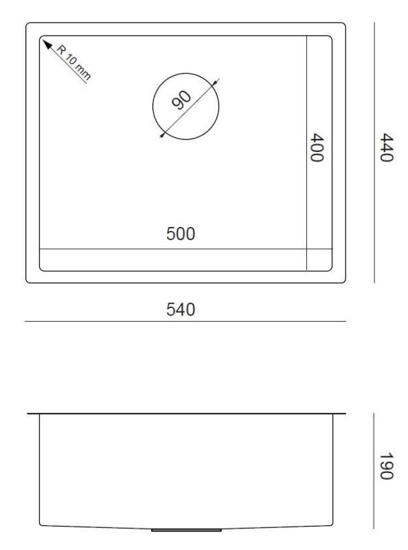 Aquadesign Zara Mosogató Arany 54x44cm Beépített, Lapra szerelhető és Ráépíthető Arany Dugóval - 1208969512
