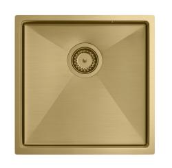 Aquadesign Zara Mosogató Arany 44x44cm Beépített, Süllyesztett és Felépített Arannyal Bevont Dugóval - 1208969514