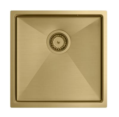 Aquadesign Zara Mosogató Arany 44x44cm Beépített, Süllyesztett és Felépített Arannyal Bevont Dugóval - 1208969514