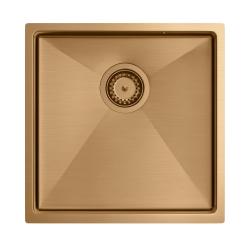 Aquadesign Zara Mosogató Réz 44x44cm Beépíthető, Laposan Beépíthető és Felépíthető Réz Dugóval - 1208969515