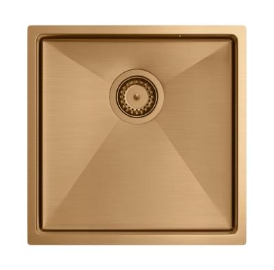 Aquadesign Zara Mosogató Réz 44x44cm Beépíthető, Laposan Beépíthető és Felépíthető Réz Dugóval - 1208969515