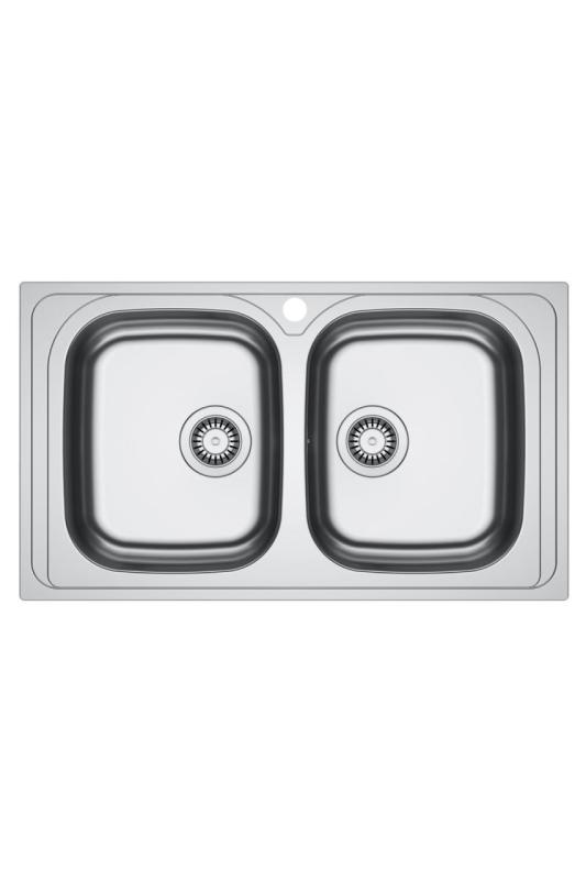 Franke Spark SKX 620-86 Dupla Rozsdamentes Acél Mosogató csaptelep furattal, beépíthető, 86x50cm 101.0714.440