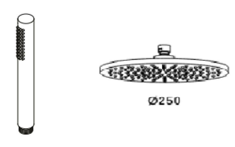 Waterevolution Flow thermostatikus háromutas zuhanykeverő csaptelep kézi- és fejzuhannyal, rozsdamentes acél 250mm T131TN25IE