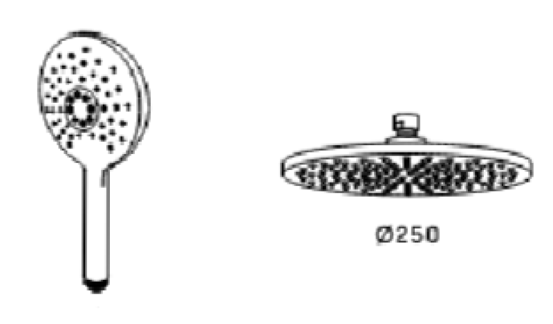 Waterevolution Flow thermostatisch drie-weg douchmengkraan met hoofddouche 250mm en ronde handdouche chroom T131TNR2501