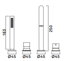 Waterevolution Flow 4-gats badkraan voor badrandmontage zwart H T138HPR