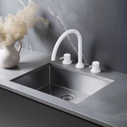 Waterevolution Flow 3-lyukú konyhai csaptelep forgatható kifolyóval és szűrt víz csatlakozással fehér T152UBR