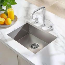 Waterevolution Flow 3-lyukú szögletes konyhai keverőcsap forgatható kifolyóval és szűrt víz csatlakozással króm T152H01