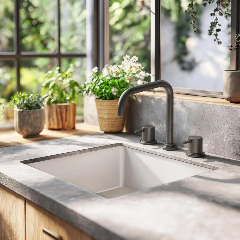 Waterevolution Flow 3-lyukú sarok konyhai keverőcsap forgatható kifolyóval és szűrt víz csatlakozással gun metal T152HGME