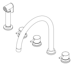 Waterevolution Flow 5-lyukú konyhai keverőcsap kihúzható permetezővel és szűrtvíz-csatlakozással króm T154U01