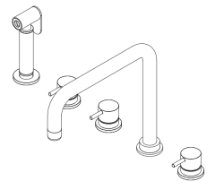 Waterevolution Flow 5-lyukú szögletes konyhai csaptelep kihúzható permetezővel és szűrt víz csatlakozással króm T154H01