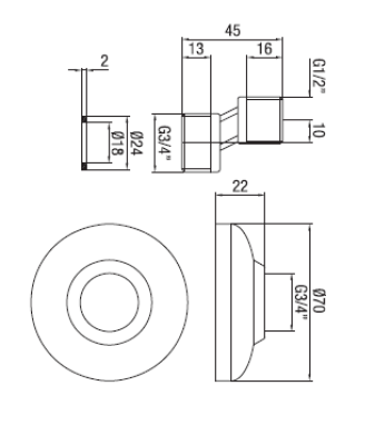PB S-csatlakozás króm 10mm Klasszikus Excentrikus 1/2” x 3/4”1208969802
