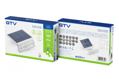 Napfény-világítóberendezés mozgás- és alkonyatérzékelővel DAVOS, LED, 1000lm, 4000K, 2000mAh, IP54, fehér