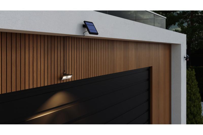 Napfény lámpatest mozgás- és alkonyatérzékelővel DAVOS, LED, 1000lm, 4000K, 2000mAh, IP54, fekete