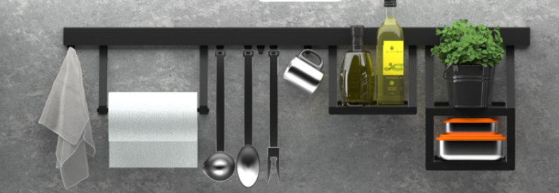 Epka Luxion Akasztó Konyhai Sínekhez Fém Fekete 1208969962