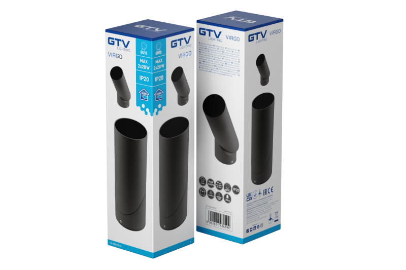 Mennyezeti lámpa VIRGO, max. 250V, 50/60Hz, 57x152mm, IP20, max. 20W, Kerek, Fekete