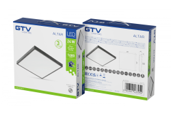 ALTAR LED mennyezeti lámpa, 295x295mm, 4000K, 24W, 1680lm, AC180-250V, 50/60 Hz, PF>0.5, IP54, fekete, 3 év garancia.