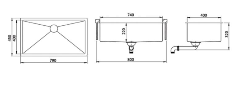 Ausmann Mosel rozsdamentes acél nagy mosogató rozsdamentes acél - PVD rozsdamentes acél 74x40 univerzális 1208970025