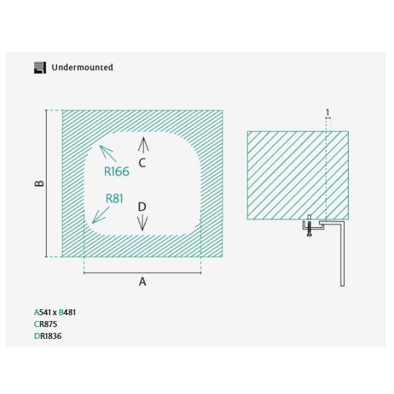 Banka Denver rozsdamentes acél mosogatótálca 54 x 48 cm beépíthető 1208970048