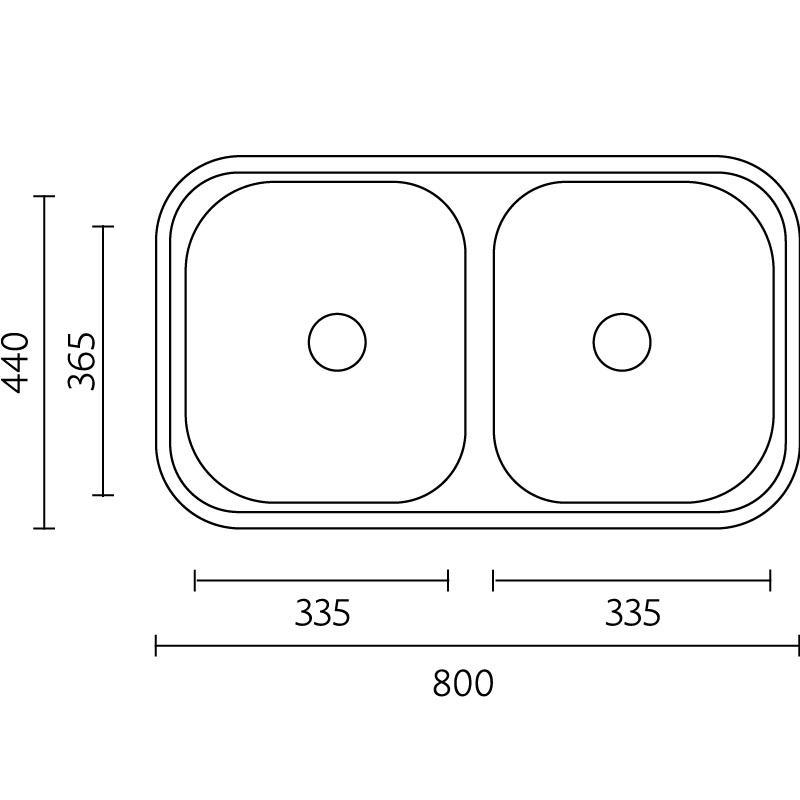 Banka Diplomat rozsdamentes acél dupla mosogató, felépítésű, 80x44 cm 1208970059